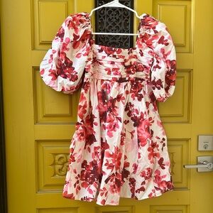 Abercrombie & Fitch Red and White Floral Mini Dress